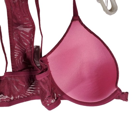 PINK Victoria's Secret Lightly Lined Front Closure Underwire Plunge T-back 32D - Picture 8 of 11